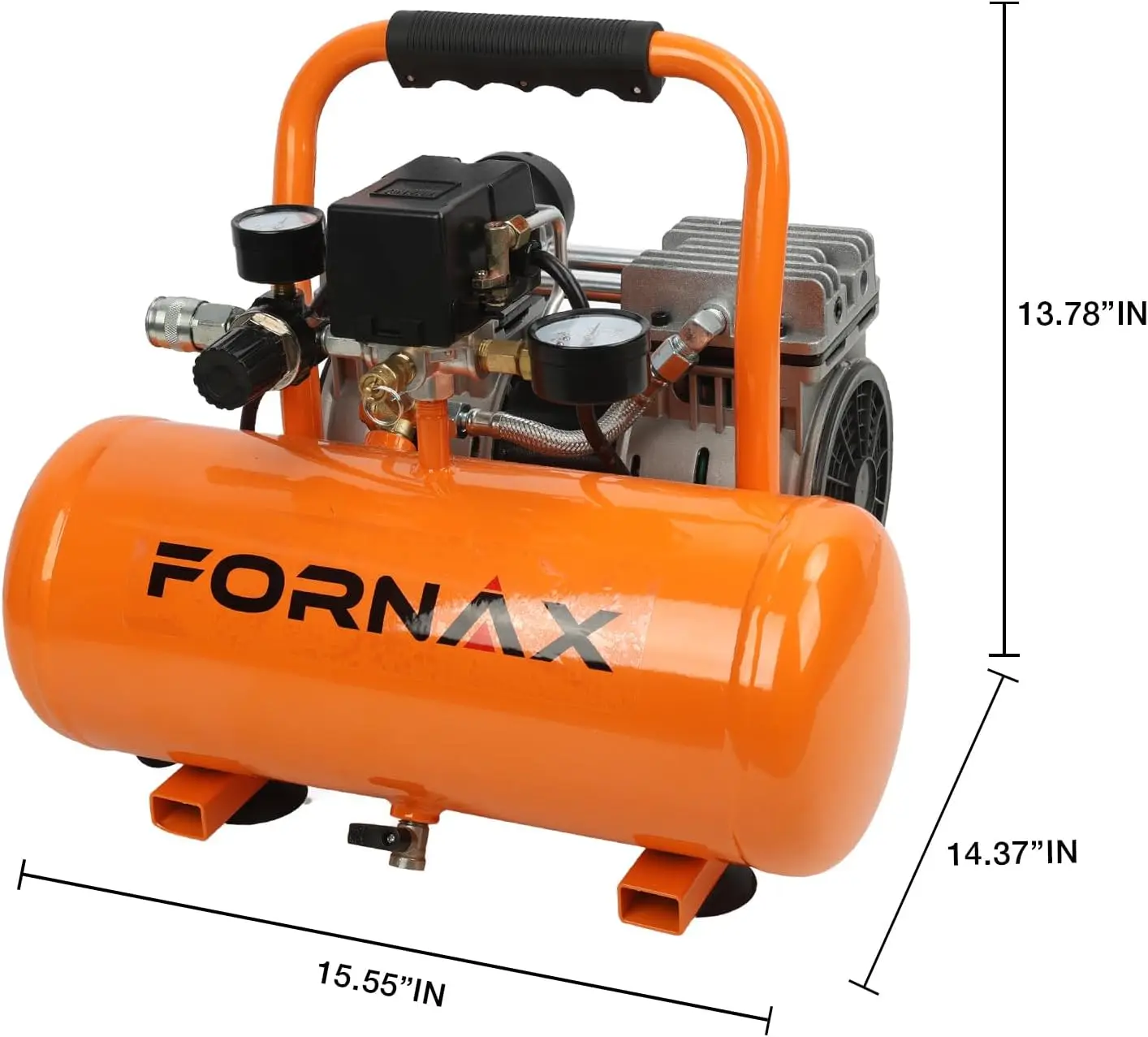 Air Compressor, 2 Gallon Oil-Free Portable Compressor, 120V 1HP, 2.2 CFM @ 90 PSI, Max 125 PSI, 65dB Ultra Quiet Portable