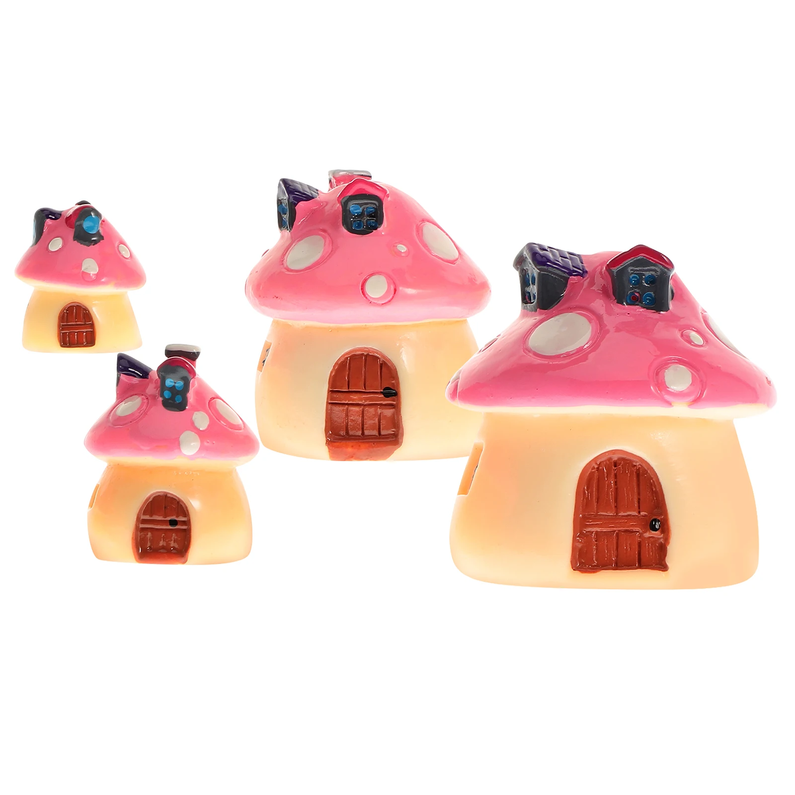 

4 Pcs Resin Mushroom House Miniature Plant Decor Craft Miniatures Odorless Durable Micro L Accessory Gifts