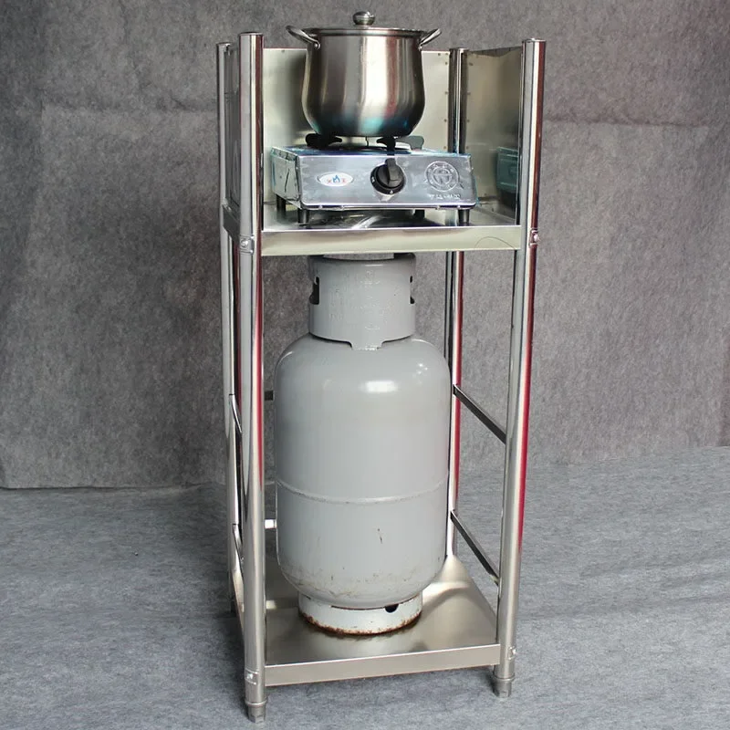#Stainless steel storage rack with enclosure, gas cylinder rack, stove, kitchen with fence, storage rack, suitable for street st