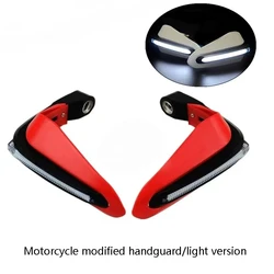 1 Pair Brake Lever Guard with White or Yellow LED Light Windproof Hand Guard Hand shield Protector for Motorcycle Scooter Moped