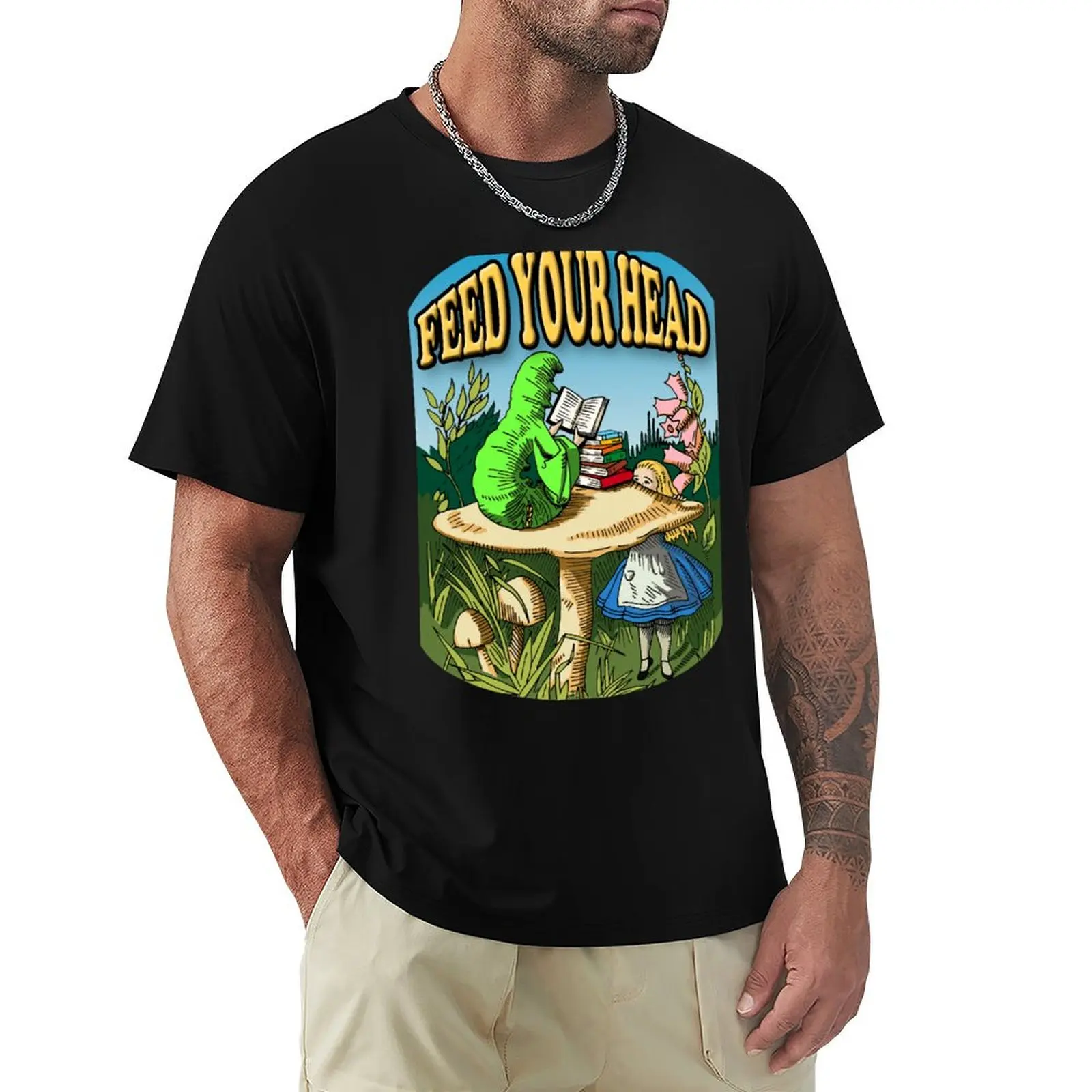 Feed Your Head T-Shirt Retro Style Print Casual Top