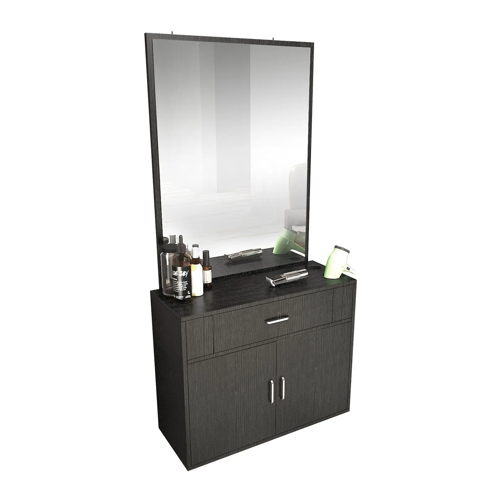 Modern Design Wall Mounted Salon Locker Barber Station with Hairstylist Office Mirror Furniture Set