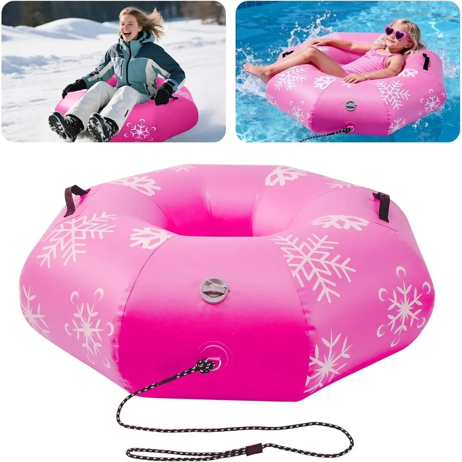 

Inflatable Snow Tubes for Adults 41.5" Heavy Duty Octagonal PVC Snow Tube for Sledding with Handles Tow Strap Repair Kit Outdoo