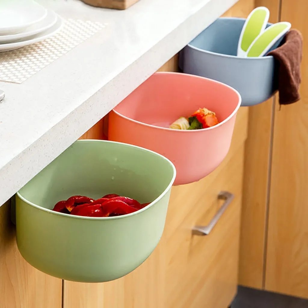 Kitchen Wall-Mounted Trash Organizer Hanging Waste Bins Kitchen Garbage Storage Bin Cabinet Door Can Rack Garbage Storage Box