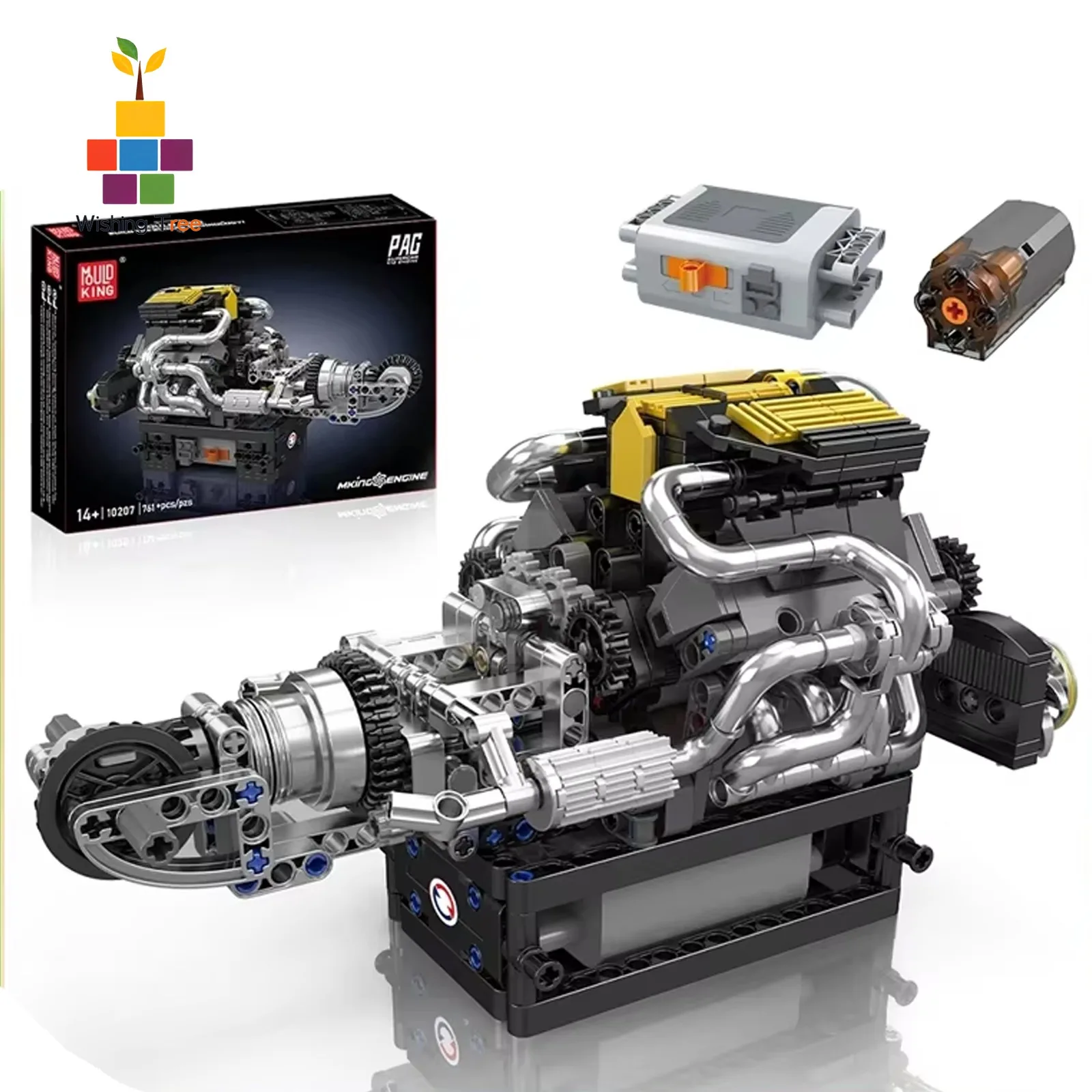 

MOULD KING 10207 Supercar Model Building Kit with V12 Engine & Motorized Functions - Technical Car Toy Gift