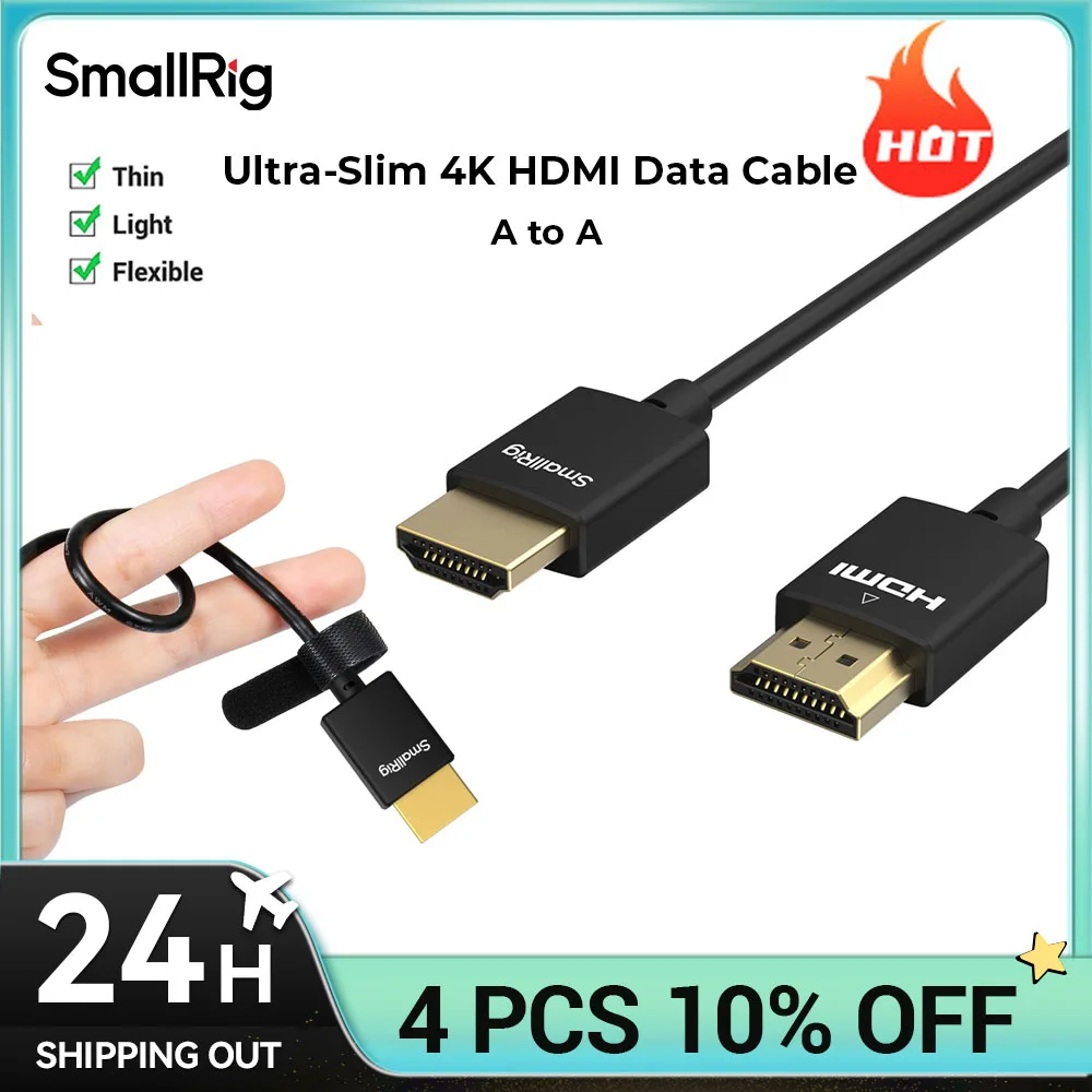 SmallRig SmallRig Ultra-Slim Kabel do transmisji danych 4K HDMI 100 cm (A do A), super elastyczny cienki przewód/kabel 4K, męski-męski typu A do