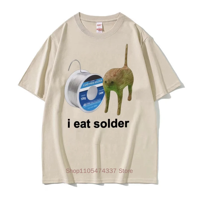 Ich esse Lötmittel – Lustiges Katzen-Meme-T-Shirt für Herren und Damen – Modische Freizeit-T-Shirts aus hochwertiger Baumwolle für den Sommer – Detail 9