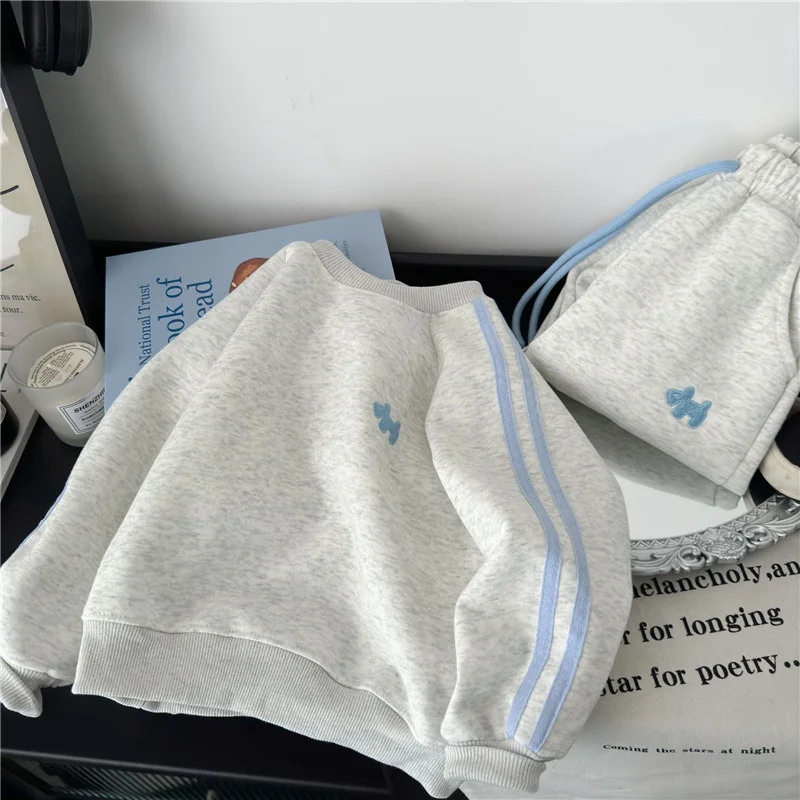 Frühling Kinder Sweatshirt Sets Kinder Langarm-Bekleidungssets Jungen Mädchen Lässiger Pullover+Hose 2-teilig Herbst Teenager Trainingsanzug Outfit – Detail 4