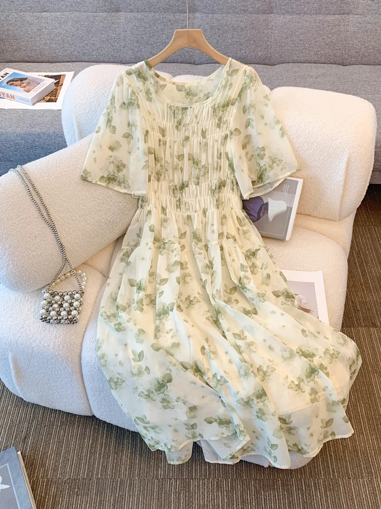 فستان نسائي مقاس كبير من NYFS لصيف 2025 فساتين طويلة فضفاضة عالية الخصر مطبوعة رداء Elbise على الطراز الكوري #2