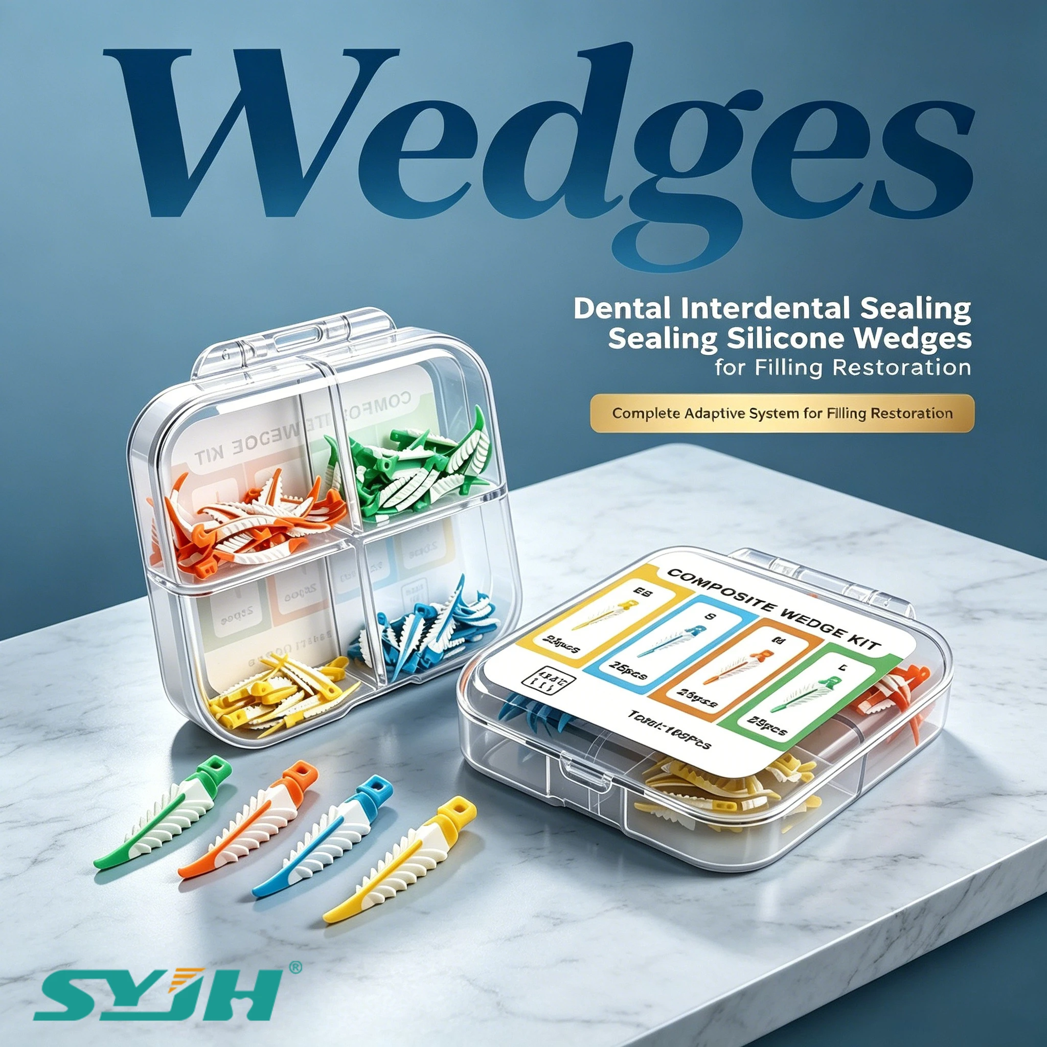 

Dental Wedges Kit Reusable Silicone Wedges Easy Operation Tools Complete Adaptive System for Composite Restoration Instruments