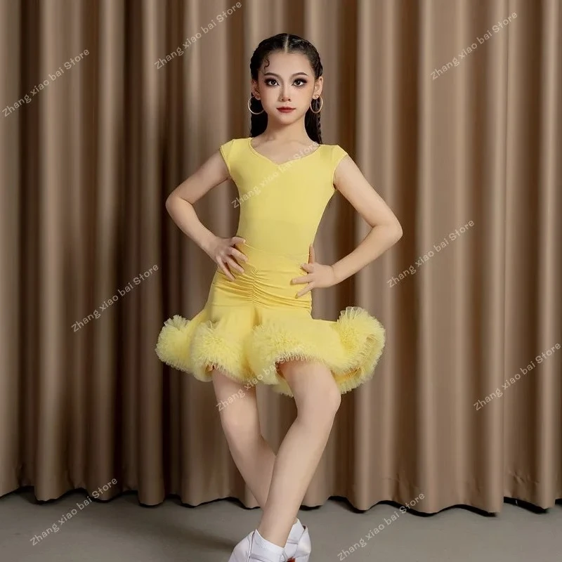 

Kids Latin Practice Clothes Cha Cha Samba Rumba Salsa Tango Latin Dance Dress Girls Competition Ballroom Dance Dresses Children