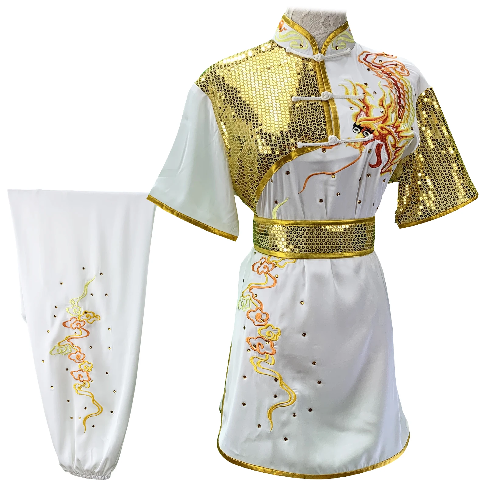 Custom-made Embroidered Dragon Pattern Martial Arts Performance Costume for Southern Long Fist - Children & Adults