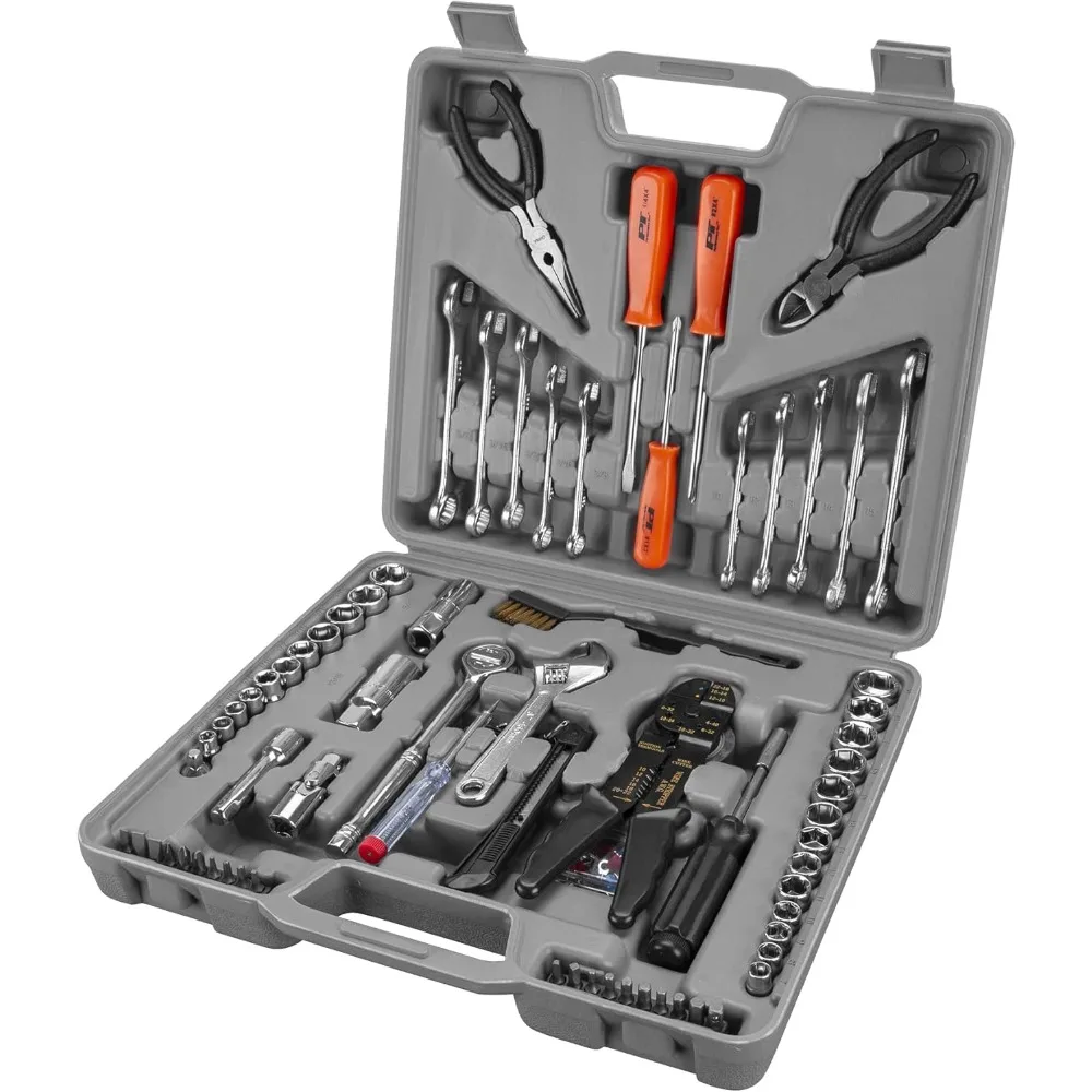

Universal SAE/Metric Multi-Purpose Tool Kit for Home and Automotive Repairs, Including Storage Case