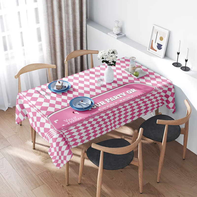 

Розово-белая клетчатая скатерть с уникальным дизайном скейтборда для забавной вечеринки — идеальное украшение на день рождения для детей