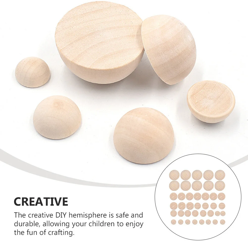 40 قطعة كرات خشبية نصف مستديرة لوازم الحرف اليدوية الطبيعية سطح أملس دهان داي نحت مشاريع كرات نصف مستديرة غير مكتملة