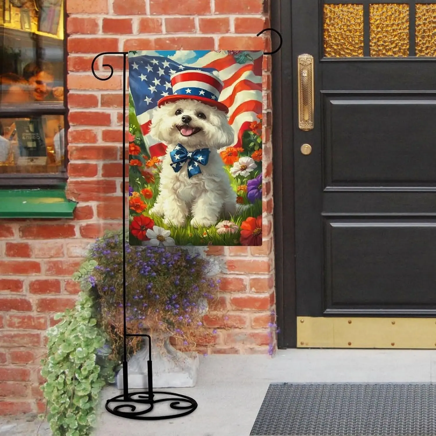Patriotic 4th of July Bichon Frise Dog Garden Flag American Flag Welcome Small Yard Flag 12x18 Inch Double Sided Patriotic D kkz