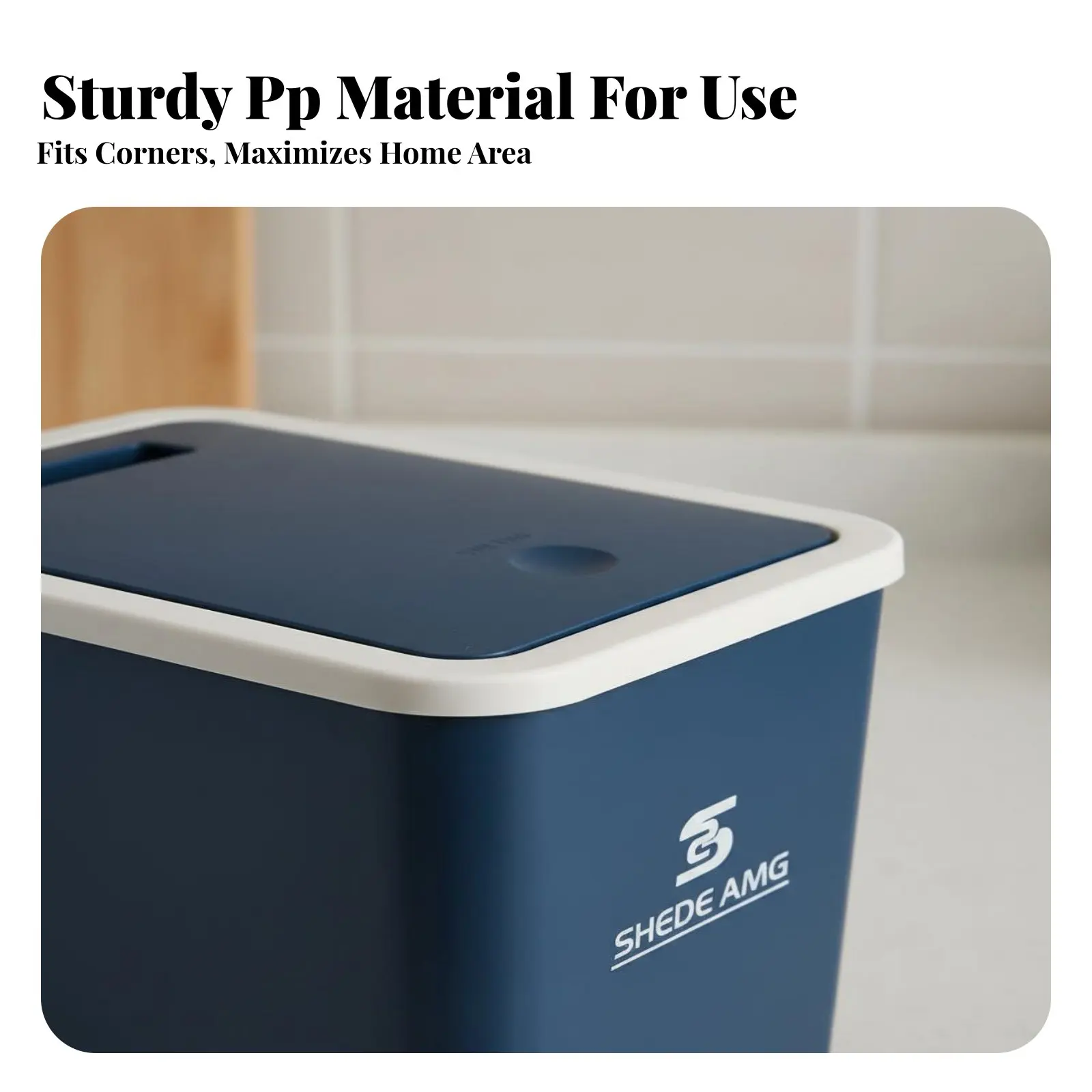 

Press Top Trash Can Sturdy PP Material Square Kitchen Trash Can Lidded Bathroom Garbage Bin Large Capacity for Office Workers