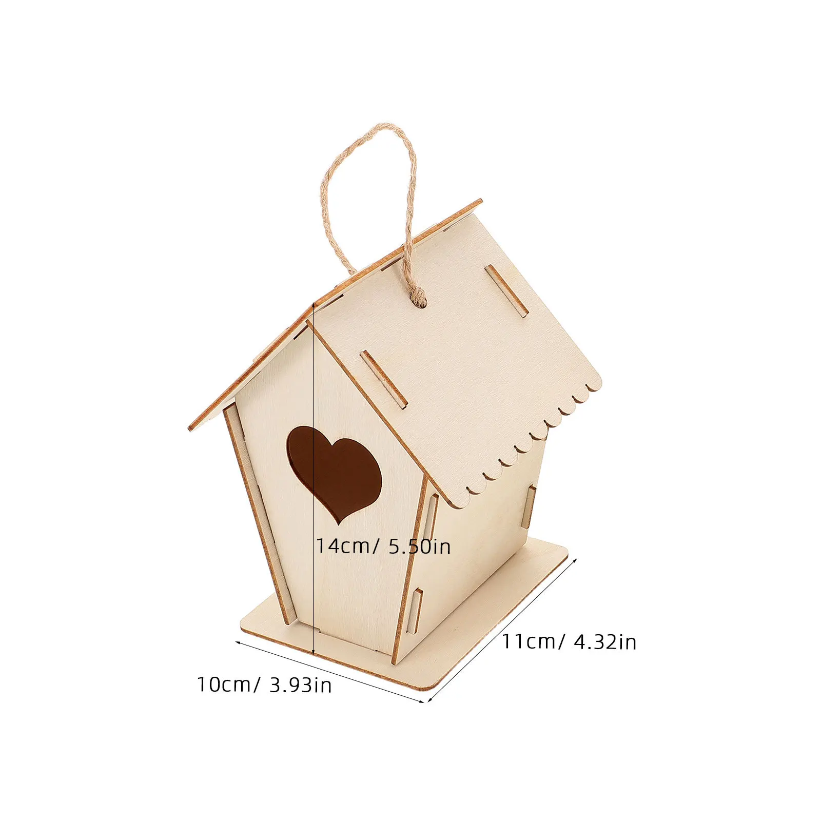 6 قطع من باب بيت الطيور للأطفال غير المطلي، باب على شكل قلب خشبي، لمسة نهائية ناعمة، ديكور معلق خارجي، نشاط الرسم العائلي