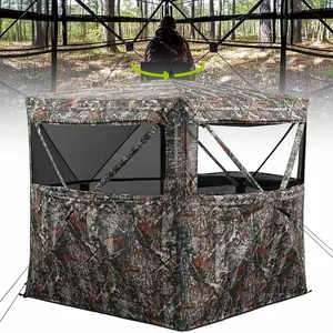 Portable 360° See-Through 2-3 Person Hunting Tent with Carrying Bag and Camouflage