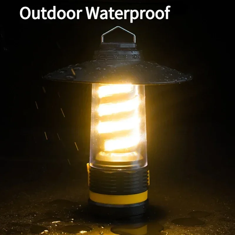 Multifunction Camping Lantern Adjustable Ambient Tent Light with Hook USB Rechargeable High Power LED Flashlights Emergency Lamp