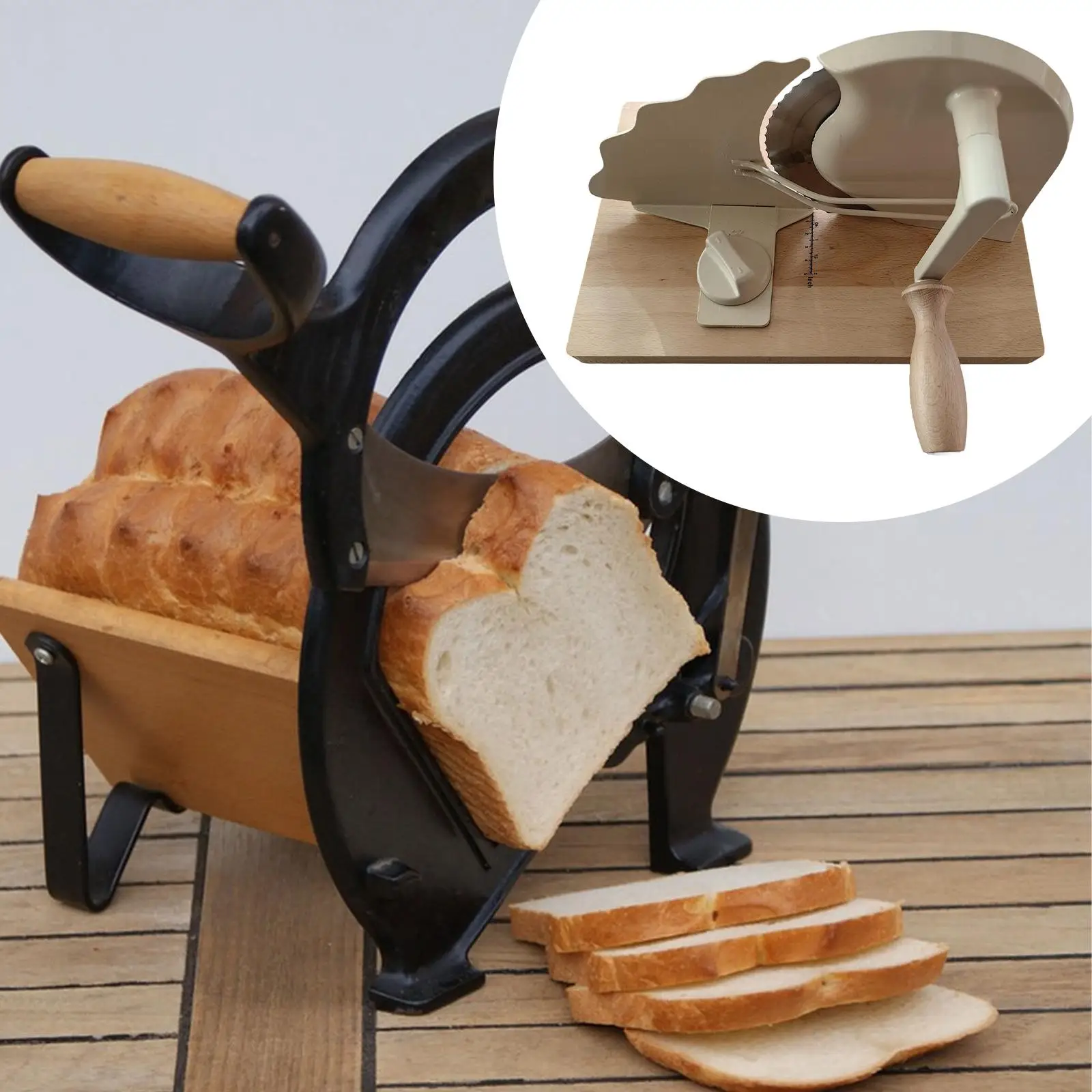 

Manual Bread Slicer Easy to Clean with Adjustable Thickness Hand Crank Toast Cutting for Sourdough French Baguette Bagel