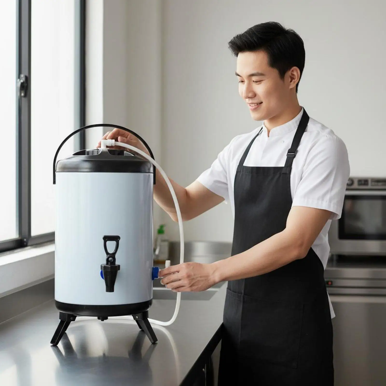 Automatic Water Refill Dispenser Large Capacity Insulated Milk Tea Barrel Hot