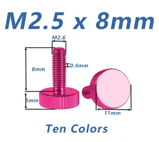 1pcs M2.5 M2.6 M4 Aluminum thumb screw Leng5-50mm Flat Head Straight Knurled Colourful Aluminum Hand Tighten Screw Bolts