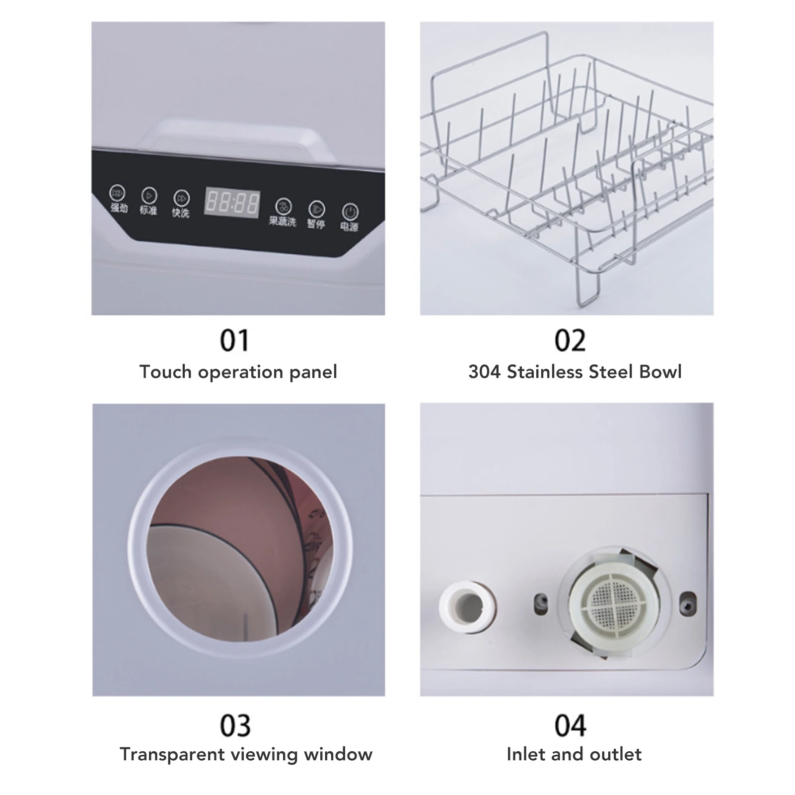 غسالة أطباق أوتوماتيكية من مادة ABS ، غسالة صحون مدمجة ، سعة كبيرة للشقق ، تجفيف يدوم طويلاً ، 72 ساعة