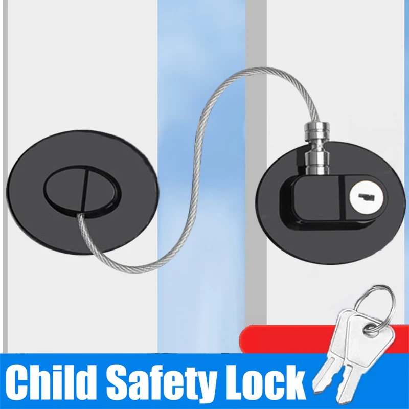 Child Safety Lock Double Lock Punching-free Child Refrigerator Lock Window Limiter Aluminum Anti-theft Door Window Safety Locks