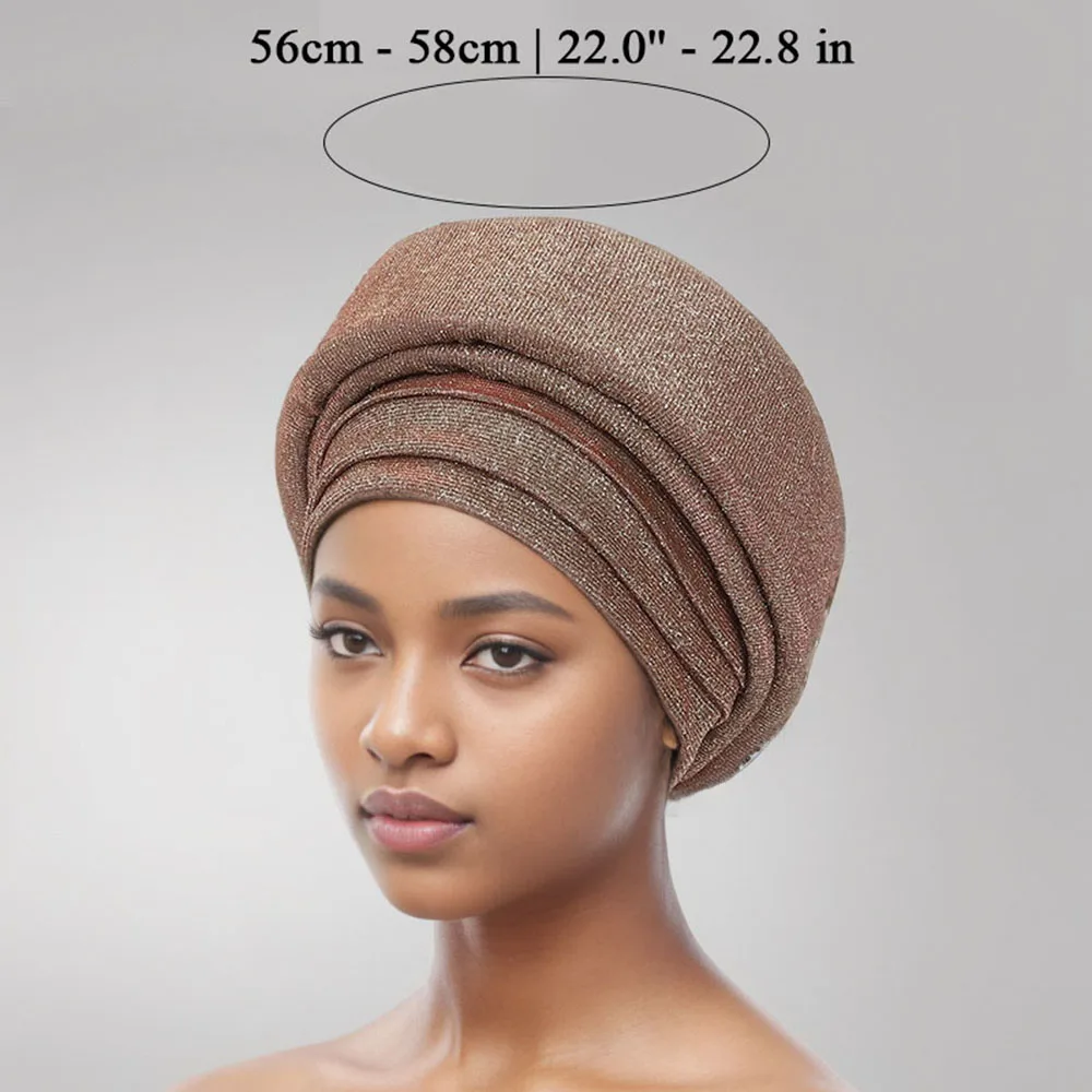 Glitzer afrikanische Turban Kappe für Frauen muslimische Hijabs islamische Unter schal Abayas Trikot Instant Headwrap Plissee Frauen Hijab Kappen