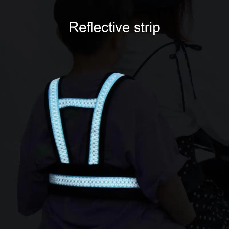 95AE Universal Child Motorcycle Safety Belt with Reflective Strip for Kids Rear for Seat Grab Handle Strap Harness Adjustable