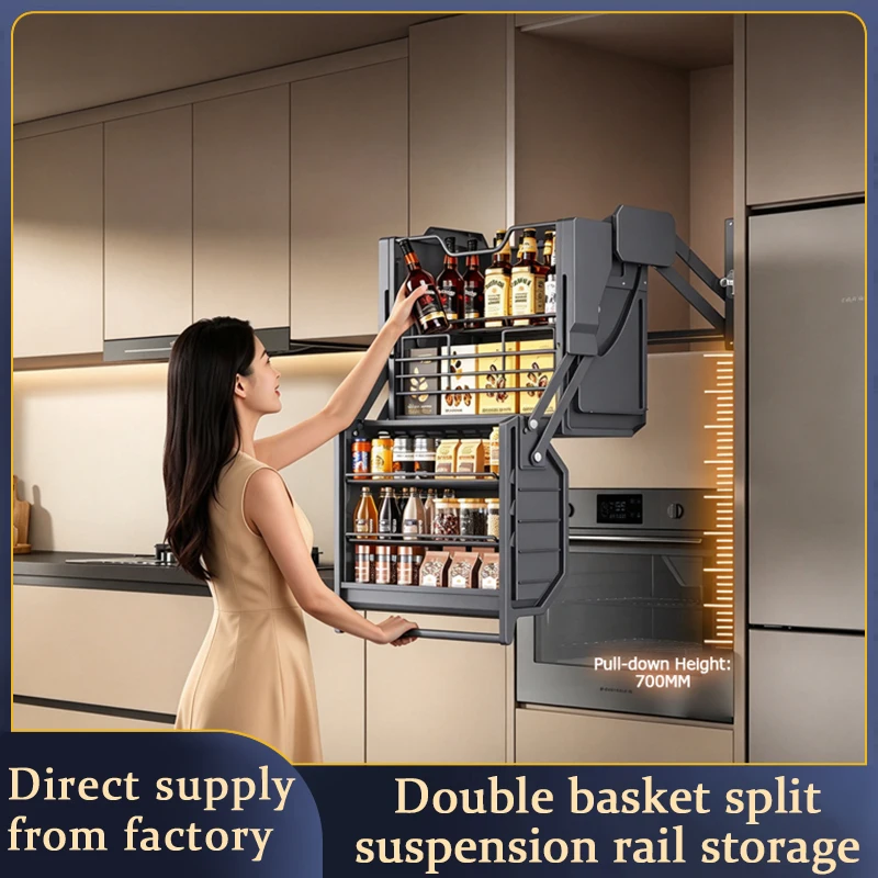 Pull Down Organizer For Fridge Oven Top High Cabinet With Damping Buffer Deep Basket And Adjustable Pull Out Shelf Rack Pro 305