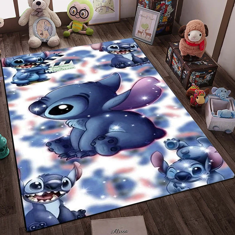 Disney Stitch 3D Anime Large Area Rugs Carpets Home Living Rooms Children\'s Kids Bedroom Sofa Doormat Floor Non-slip Mats MINISO