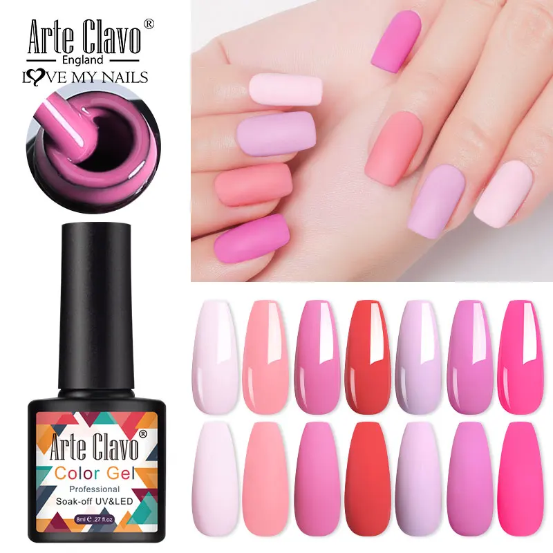 Arte Clavo Glitter Smalto per unghie 8ml Nuovo 139 colori Vernice per nail art Top Base Coat Gel semipermanente Lampada UV LED Design per unghie