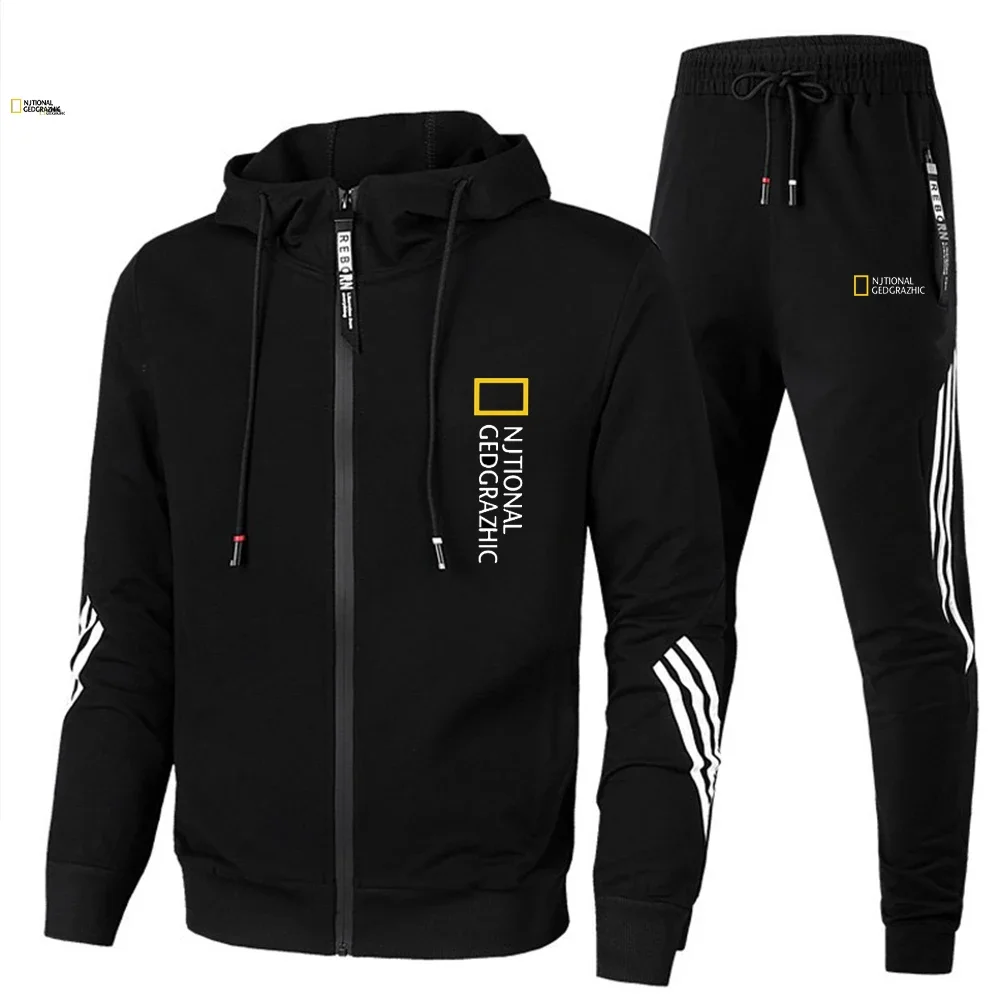 Men's Zipper Sweatshirt and Pants Fashion Casual Sports Set Fitness Jogging Novelty Autumn 2024 Sweatshirt Set