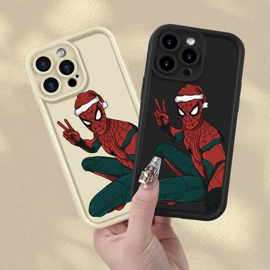 Spider Man Christmas Cool Soft Shell Case for iPhone 12 14 15 Plus 11 16e 16 17 Pro Max 13 17 Air