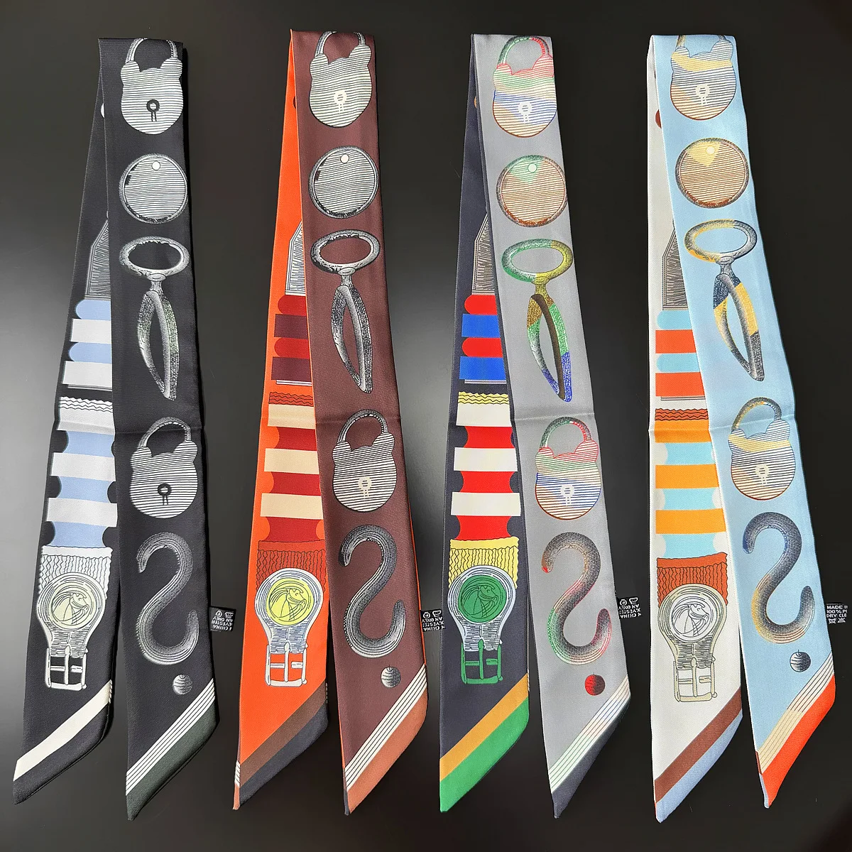 

Luxury Silk Scarf for Women Brand Design Flowers Fashion Hair Headband Foulard Skinny Bag Neckerchief Bag Decoration