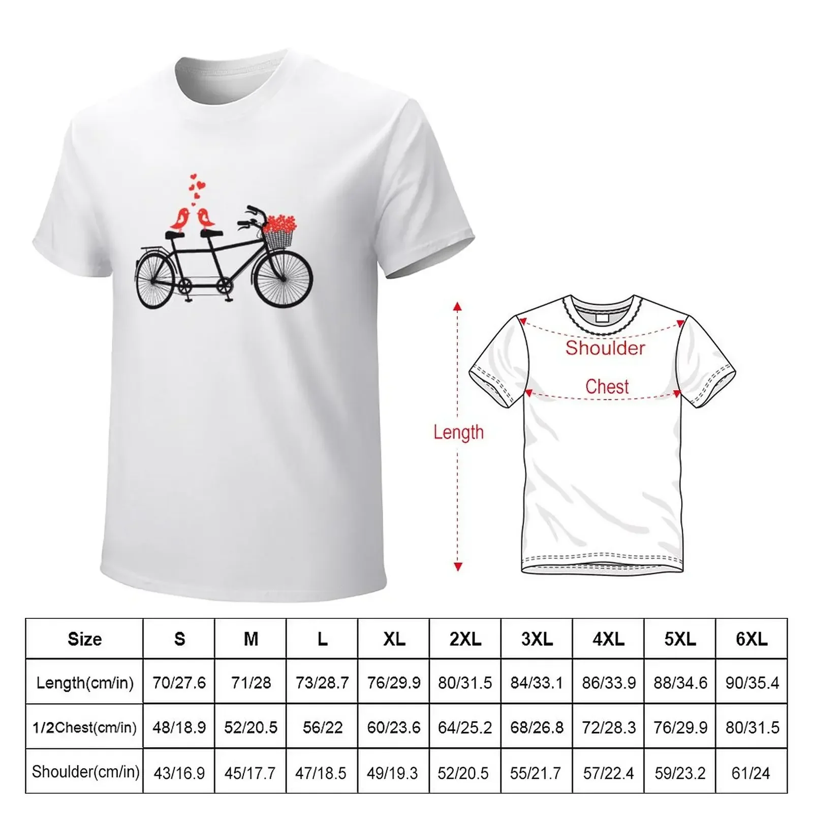 tandem bicycle with cute love birds T-Shirt boys whites animal prinfor boys fruit of the loom mens t shirts