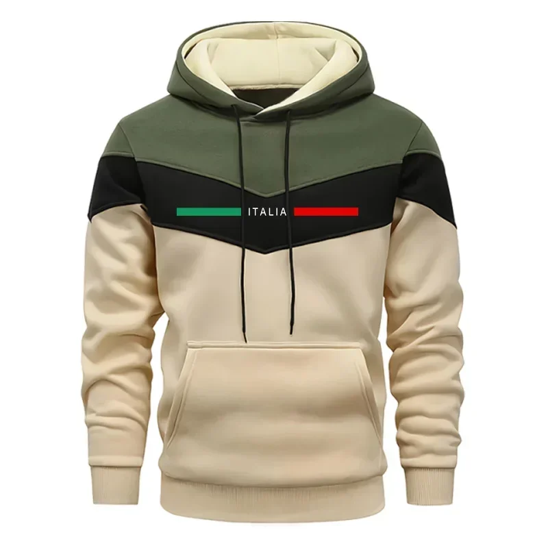 2026 High Grade Mens Hoodies Warm Pullover Three Color Stitching Casual Sports Sweatshirts Autumn Winter Italy Fashion Pullover