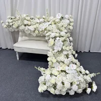White Series 5D Rose Peony Hydrangea Wedding Arch Hang Floral Row Arrangement Table Centerpieces Runner Flower Row Event Supplie 4