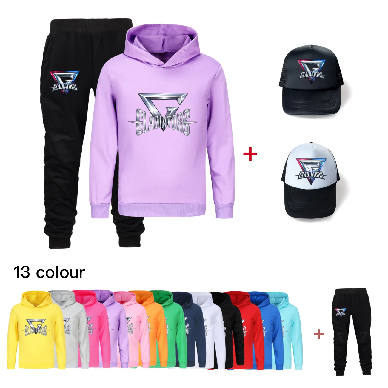 

Kids gladiators Clothing Set Autumn Boys Girl Hoodie Tracksuit Hooded T-Shirt Suit Children Sweatshirt+hat5123