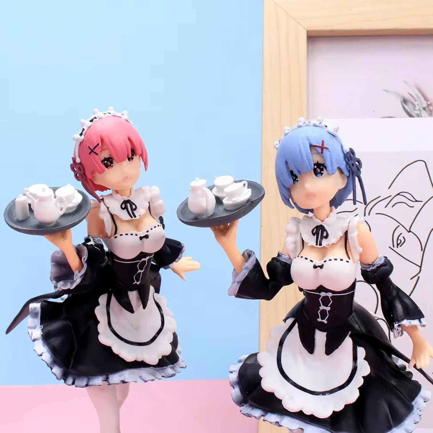 Re Zero Anime-Figurenset Rem Ram Emilia mit mehreren Outfits und Posen, Sammlerfigur für Anime-Fans als Geschenk. – Detail 2