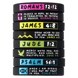 1pc/4pcs Christian bible verse christ JUDE JAMES PSALM ROMANS silicone Bracelet  rubber Wristbands