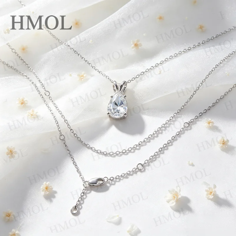 Moissanite Necklace Pear Excellent Cut 925 Sterling Silver 2-5CT D VVS1 GRA Certified Factory Direct Non Tarnish Commute Jewelry