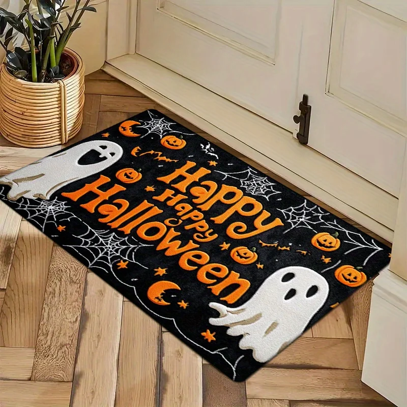 1 unidad de tapete de esponja engrosado por metro cuadrado en forma rectangular, con un diseño de Happy Halloween. Es Mach