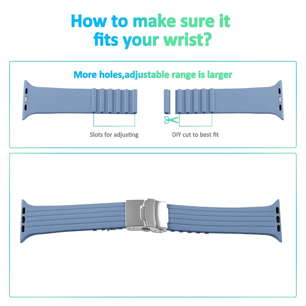 Soft Silicone Strap For Apple Watch Bands 44mm 40mm 49mm 42mm 41mm 45mm Metal Sport Wristband for iWatch Ultra 8/7/6/5/4/3/9/SE