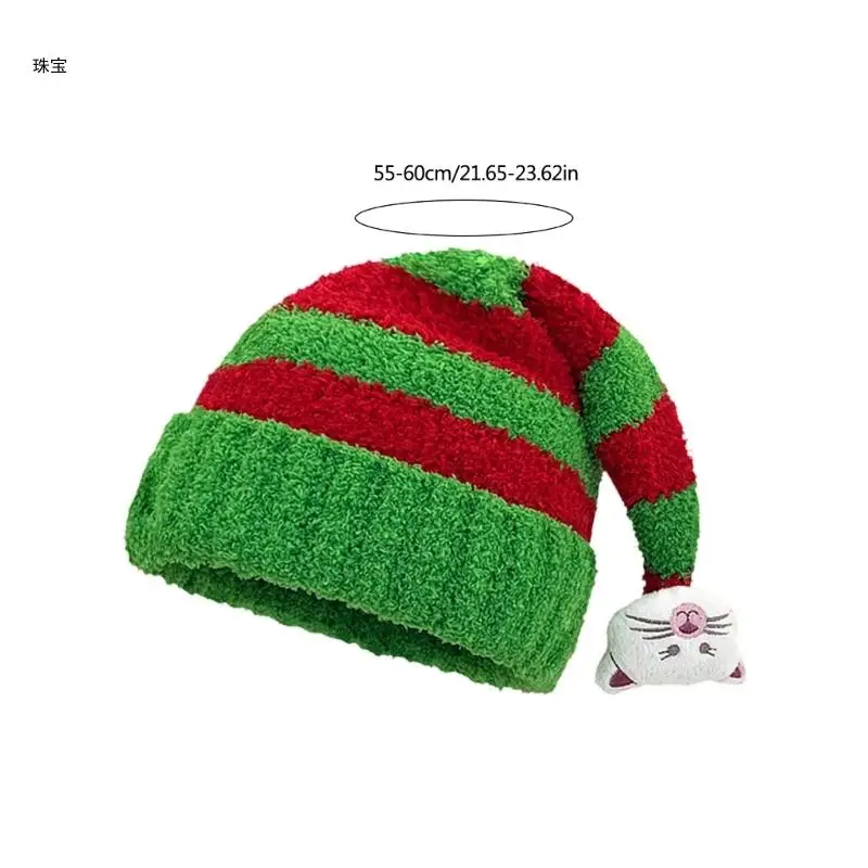 X5QE Christmas Santa Unisex Kitten Hat Warm Skull Hat