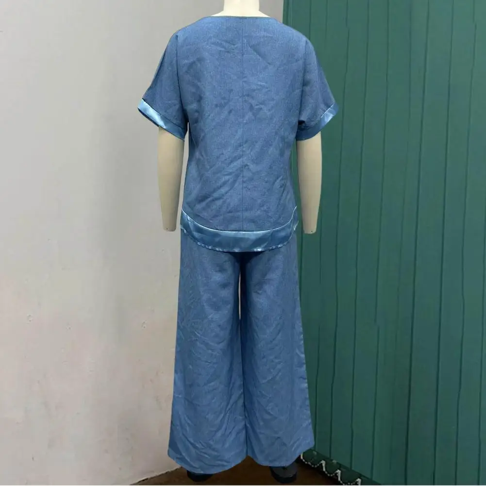 

Versatile Women Outfit Women Two Piece Set Plus Size V Neck Two Piece Outfit with Wide Leg Pants Women's Casual Loose for Spring