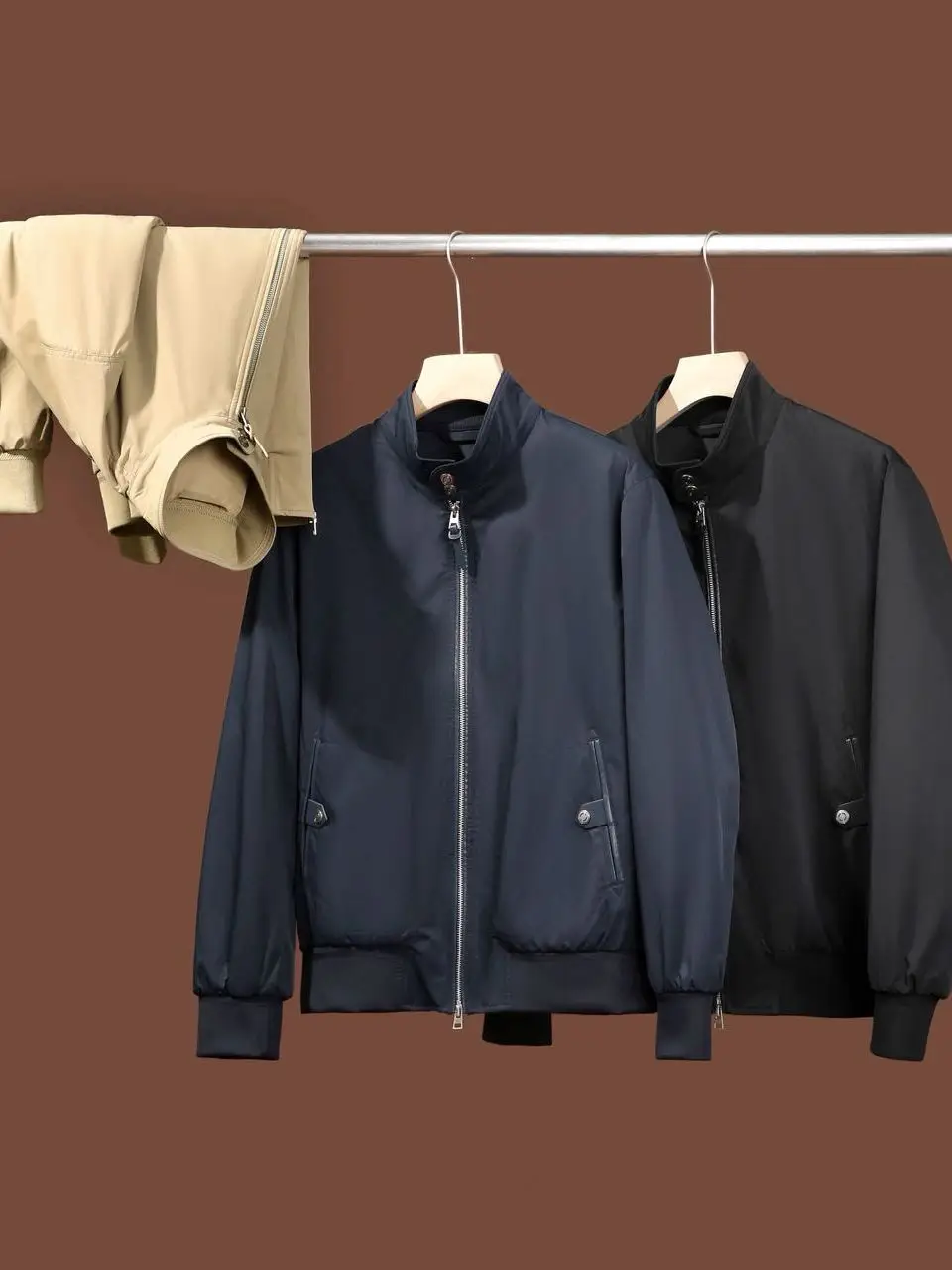 

Мужская повседневная куртка-бомбер Harlington с воротником-стойкой на молнии, весна-осень, из полиэстера, приталенный крой