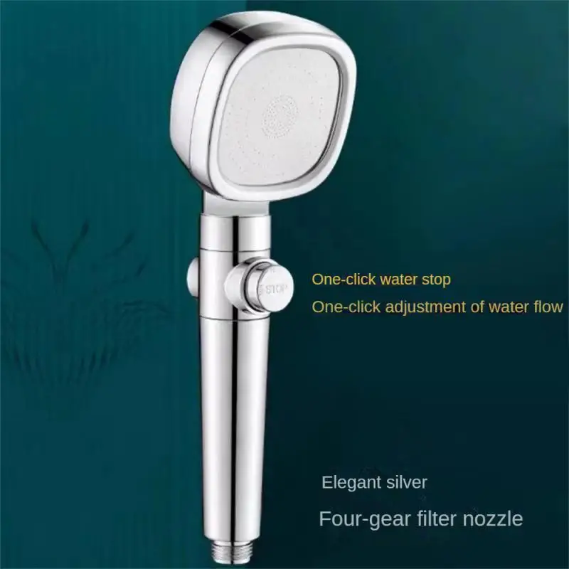 Multi-gear Adjustment Shower Head One-key Water Stop Shower Faucet Spray Five-speed Pressurized Show Stopcock Square Shower